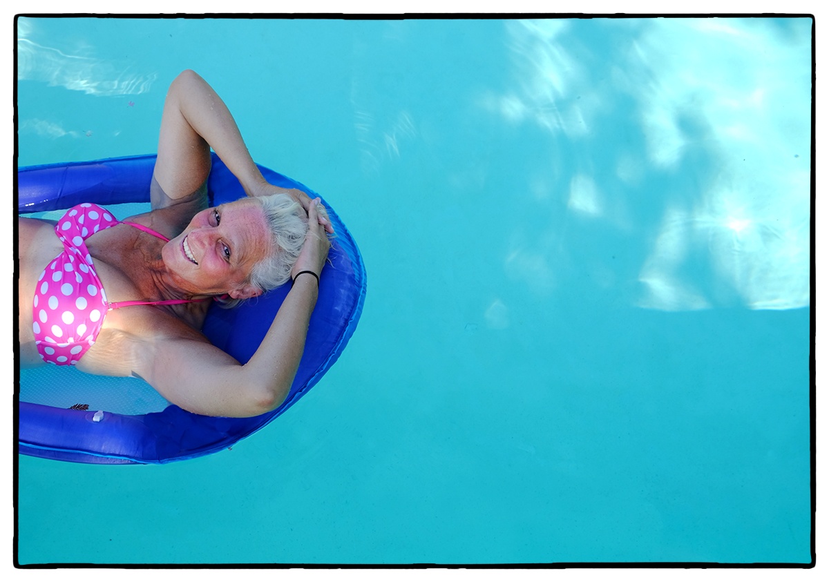 Photo of my sister-in-law in her pool in CA